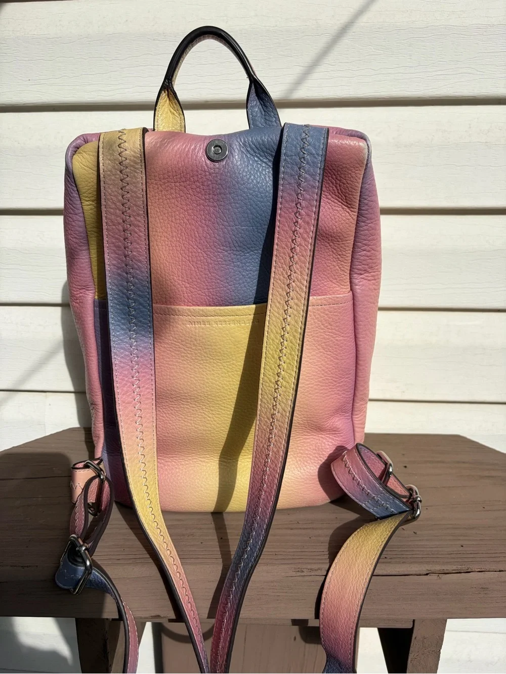 Aimee Kestenberg Pastel Gradient Leather Backpack - Pink Yellow Blue